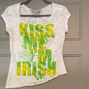 Rock & Roll Cowgirl White and Green Graphic Tee